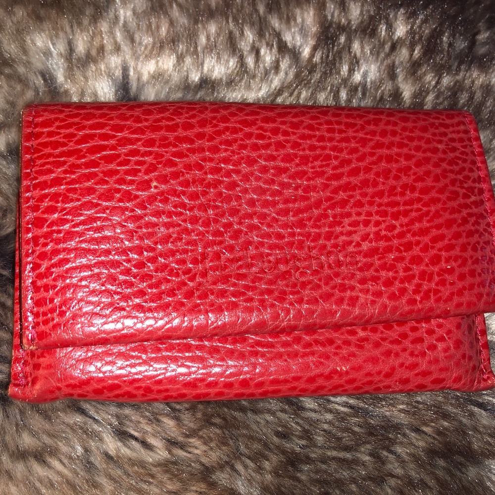 J. McLaughlin red pebbled leather card holder